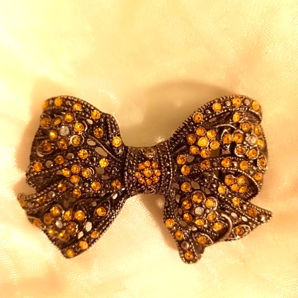 Orange and yellow rhinestone women's Vintage belt buckle